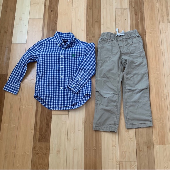 Boys Gap lined Pull on Pants and Chaps Check Shirt - Picture 1 of 8